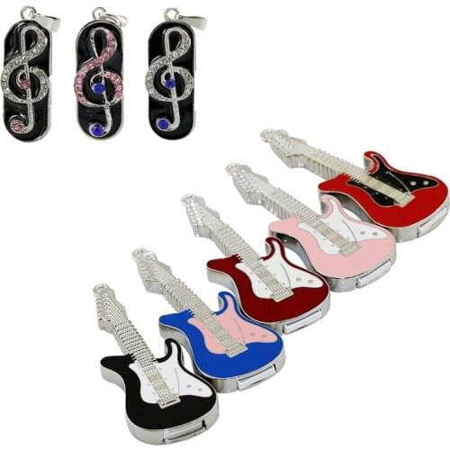 Diamond Music Note USB 2.0 Usb Flash Drives Thumb Pendrive U Disk Usb Creative Necklace Memory Stick Storage 4GB 8GB 16GB 32GB