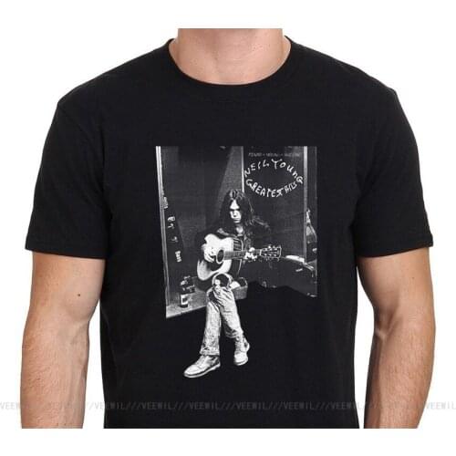 Neil Young Greatest Hits Mens T Shirt Black Size S To Xxl Men Short Sleeves Hip-hop T-Shirt