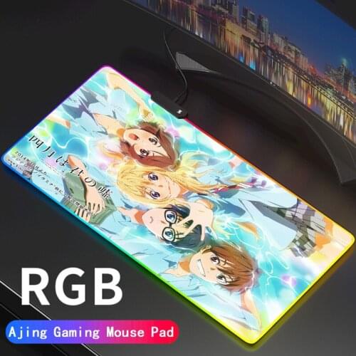 Anime Your Lie in April Gaming RGB MousePad Large Locking Edge Speed Game Gamer LED Mouse Pad Soft Laptop Notebook Mat for CSGO