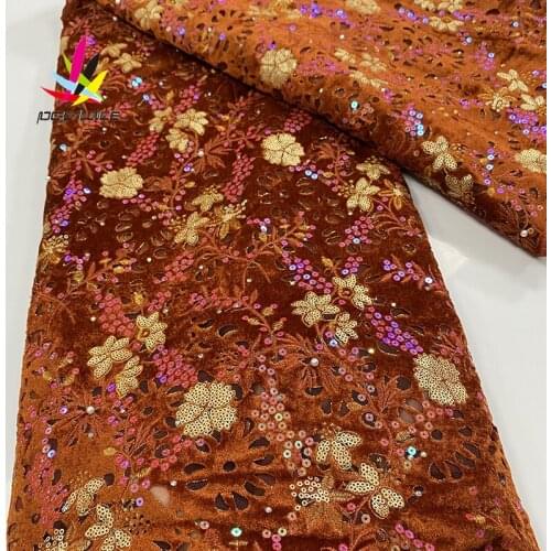 Emerald Green Color Flower Elegant French African Nigerian Latest Design New Style Velvet French Lace Fabrics With Sequins
