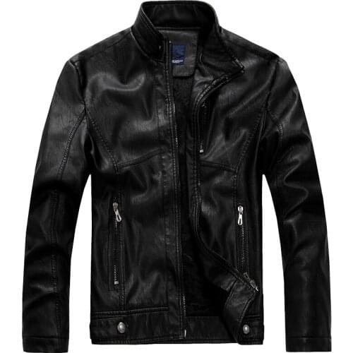 Leather Jacket Men Bomber Jacket Jaqueta De Couro Csaco Mens Stand Collar Leather Jackets Veste Homme Velvet Motorcycle Coat
