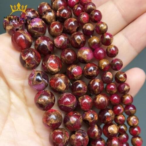 Red Cloisonne Round Stone Beads Natural Loose Spacer Beads For Jewelry Making DIY Bracelet Ear Studs Accessories 15'' 6/8/10mm