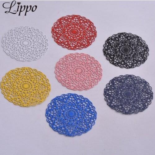 30pcs AB3250 32mm*32mm Round Decorative Pattern Connectors Filigree Hollow Charms Earrings Base Pendants Connectors