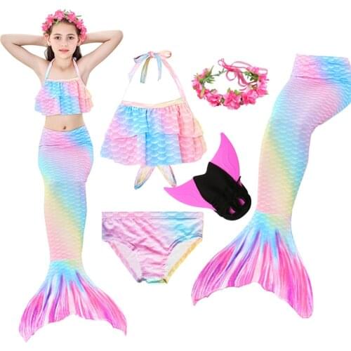 Kids Girls Swimmable Mermaid Tail for Girls Swimming Bating Suit Mermaid Costume Swimsuit can add Monofin Fin zeemeermins