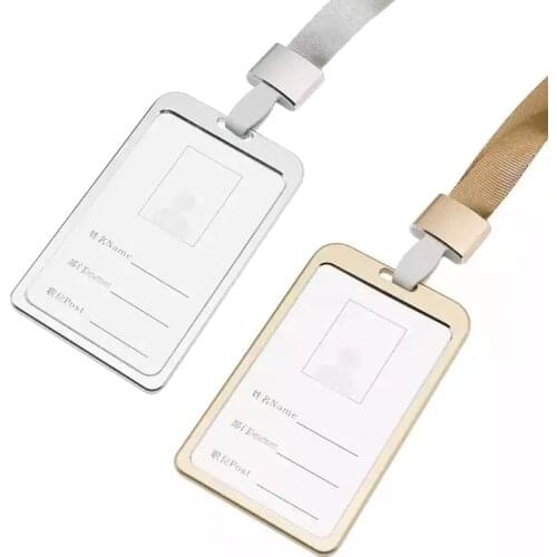 Metal Card Holder with Lanyard for Pass Card Credential Door Pass Cover for Badges Clips Office Accessories