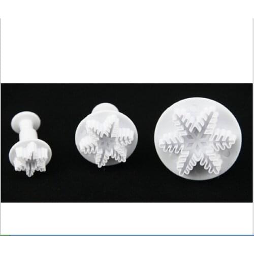 Set of 3pcs Snowflower plunger Cutter cake decorating embossing tool