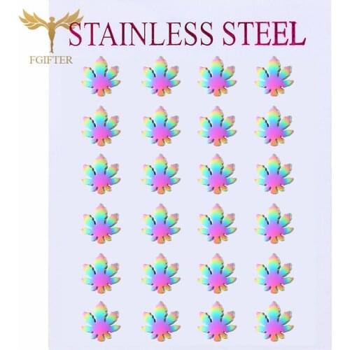 12Pairs Stainless Steel Earring Set Maple Leaf Earring Rainbow Color Ear Accessories Sweet Woman Jewelry Wholesale