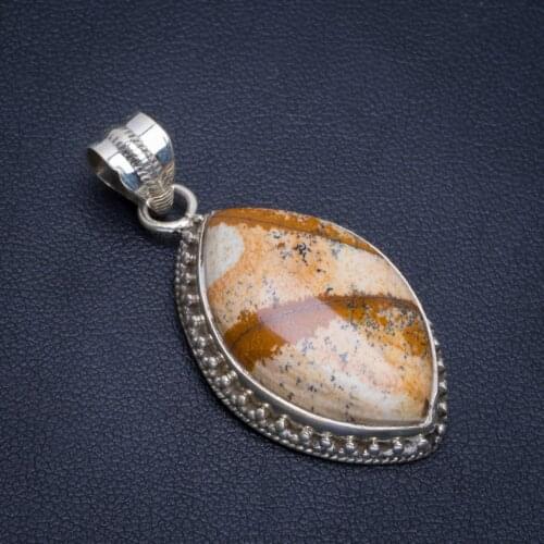 Natural Picture Jasper Handmade Unique 925 Sterling Silver Pendant 1.5" B3331