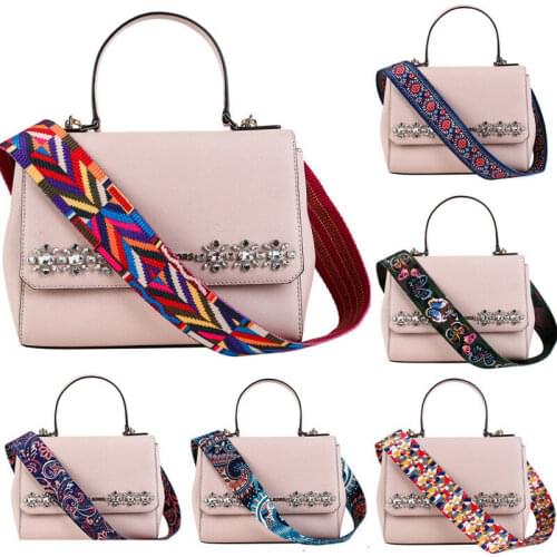 Nylon Colored Belt Bags Strap Accessories for Women Lady Rainbow Adjustable Shoulder Hanger Handbag Straps Decorative Chain bag