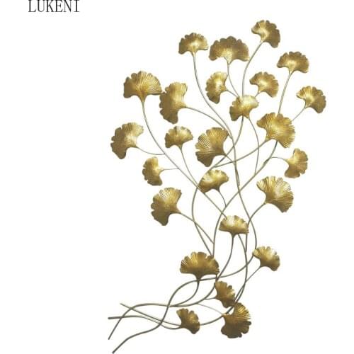 New Chinese Metal Wall Decoration Living Room Wrought Iron Pendant Background Wall Porch Modern Ginkgo Leaf Wall Hanging