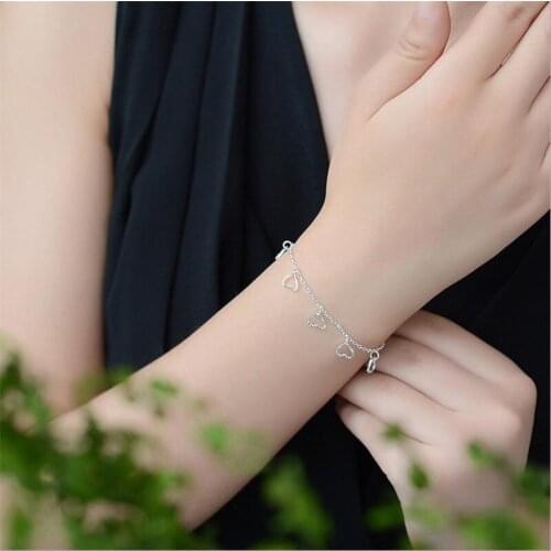 New Arrival Girls Heart Anklets Jewelry Women Fashion 925 Silver Bracelets Female Accessories Hot Lady Anklet Silver Lady Bijou