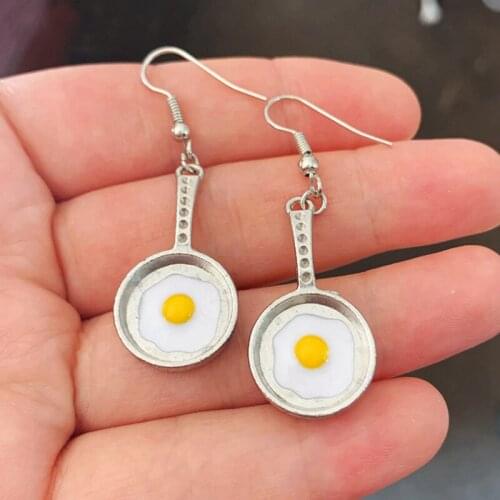 New Fried Egg Earrings, Food Earrings, Frying Pan Earrings, Cute Earrings, Kawaii, Gift Idea