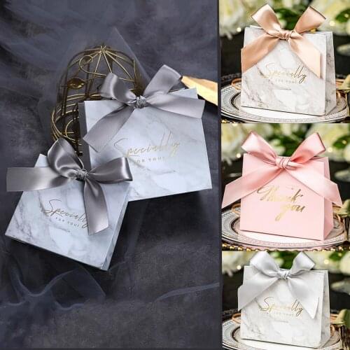 New Pink Mini Marble Gift Bag Wedding Favours Gift Box For Party Baby Shower Paper Chocolate Boxes Christmas Package candy Boxes