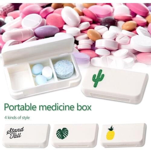 INS Three grid Compartment Travel Pill Box Organizer Tablet Medicine Storage Dispenser Holder Health Care Tool Literary Fresh