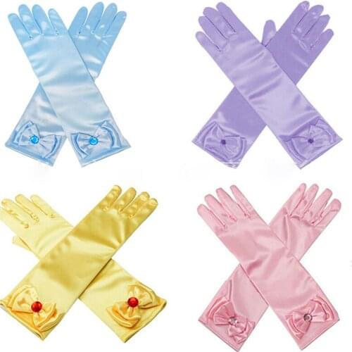 Frozen Bow Gloves Girl Elsa Anna Accessory Set Kids Princess Costume Party Decoration Gloves Girl toy birthday gift