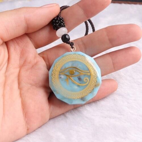 12PCS All-Seeing Eyes Orgonite Pendant Necklace Chakra Energy Necklace Natural Stone Pendants Healling Pendulum For Wholesales