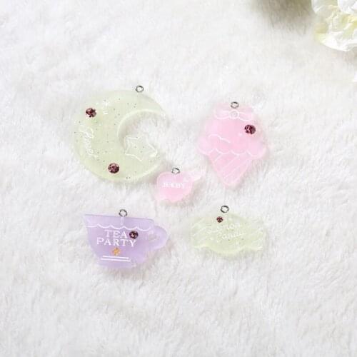 10pcs alice teapot icecream charms heart Jewelry necklace pendant keychain charms for DIY decoration
