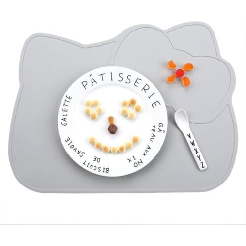 Portable Silicone Placemat Cute Cat Kids Baby Heat Resistant Pad Animal Shape Waterproof Home Drink Coasters Baby Dish Pad