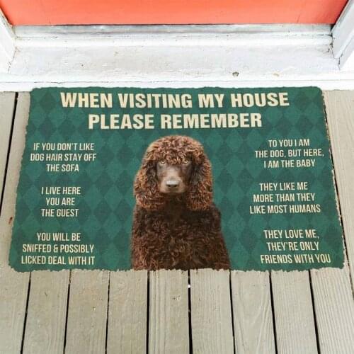 Please Remember Portuguese Water Dog House Rules Doormat Decor Print Carpet Soft Flannel Non-Slip Doormat for Bedroom Porch