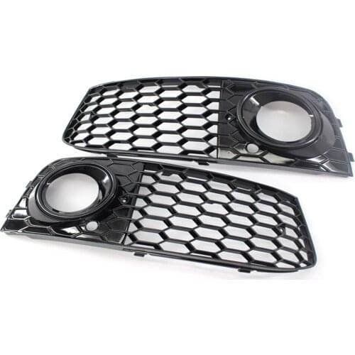 Car Front Grill Mesh Honeycomb Grille Fog Light Cover Car Lights Decoration Frame Accessory for Audi A4 B8 2008-2012