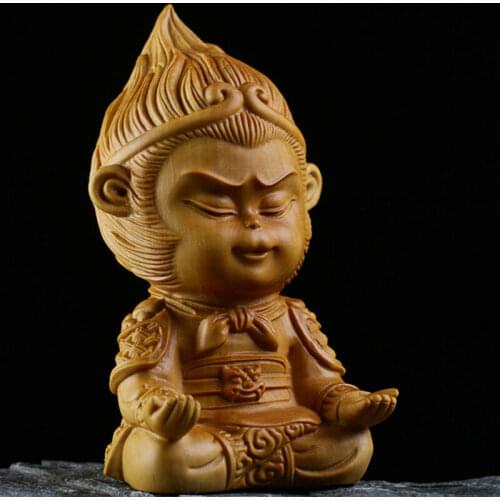 Boxwood Wood Carving Sun Wukong Monkey King Hand-Carved Sculpture Collection