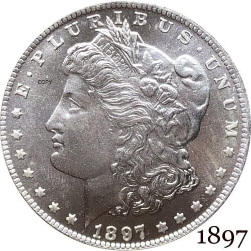 United States Of America 1897 Morgan One Dollar US Coin Liberty Cupronickel Silver Plated In God We Trust Copy Coin