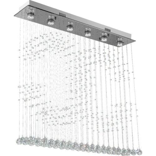 Modern Crystal Rain Drop Wave Rectangle Lamp LED Ceiling Light for Dining Room Restaurant Living Room Lamp Partition