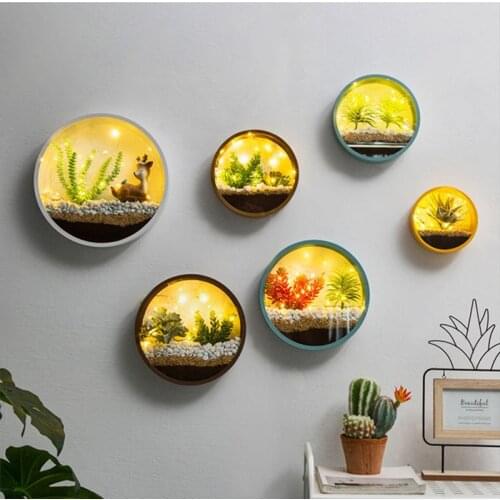 Modern Round Iron Wall Vase Home Living Room Restaurant Hanging Flower Pot Wall Decor Succulent Plant Planters Art Glass Vases