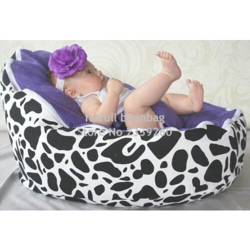 COVER ONLY, NO FILLINGS - Canvas purple Vine Baby infant Bean Bag Snuggle Bed Portable Seat Without beans