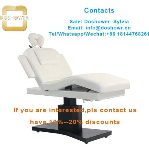 Solid massage table with facial bed bracket for electric lift and rotating massage bed