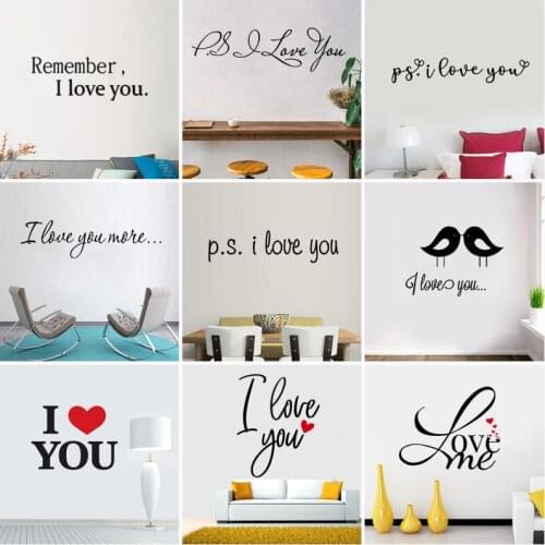 I love you Quote Vinyl Wall Stickers Inspiring Home Decor Bedroom Art Mural Wall Decal Gift Removable