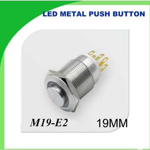 1pcs 19mm 12V LED Latching Push Button Metal Switch ON/OFF Car Boat DIY with illuminated power symbol,Waterproof dot illuminated