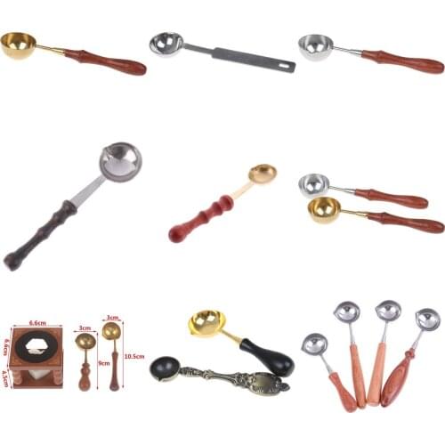1pc DIY Fire Wax Furnace Stove Pot Wax Seal Stamp Sticks Sealing Metal Wood Spoon Tool For Wax Seal Stamp Decor Crafts