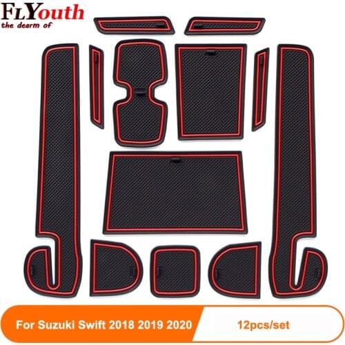 Newest For Suzuki Swift 2018 2019 2020 Anti-Slip Car Door Groove Mat Latex Non-Slip Mats Interior Cup Pad Car Styling 12pcs
