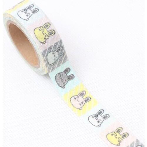 15mm*3m Cute Kawaii Rabbit Glitter Washi Tape Adhesive Tape DIY Scrapbooking Sticker Label Craft Masking Tape