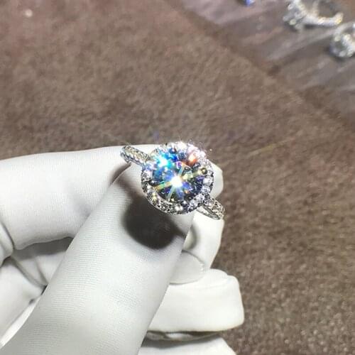 18K goldr ring 2ct D VVS moissanite ring Engagement&Wedding Jewellery with certificate 020