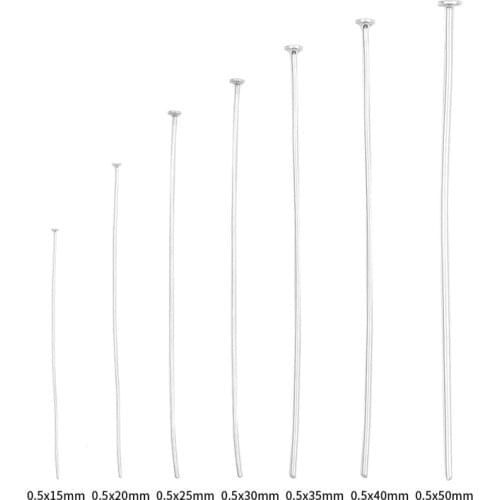 2/10pcs 0.5mm 15-50mm Genuine 925 Sterling Silver Flat Heads Ball Pin DIY Finding Needles Pins For Handmade Craft Jewelry Making