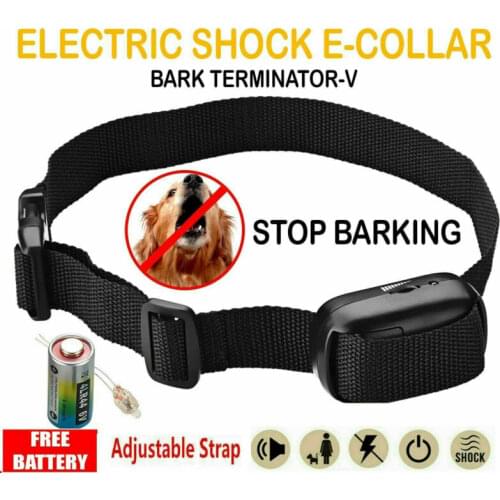 2020 Waterproof Adjustable Electric Dog Bark Shock Collar Humane Anti Bark Collar Rechargeable for Small Medium Dogs Black