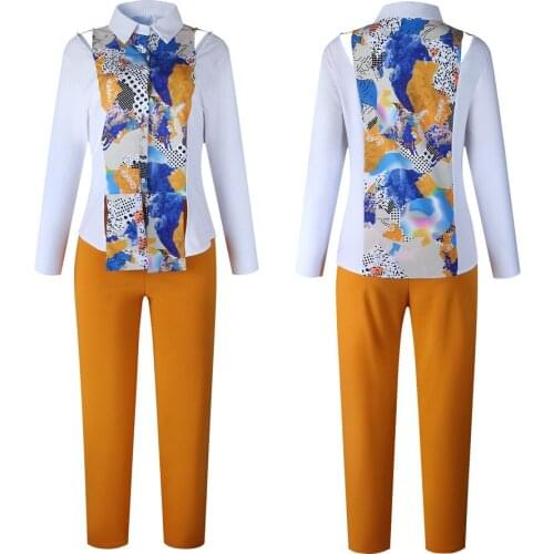 3XL 2 Piece Suit Africanplus-size Women Africannew Fashion Long Sleeve Blouse Pantsuit Dashiki Office Womens Casual Suit Summer