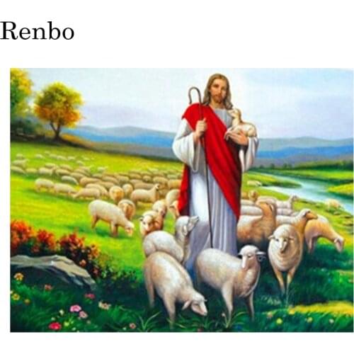 5D Diamond Painting Jesus Sheep Picture Full Square Drill DIY Diamond Embroidery Mosaic Religion Rhinestone Decoration Gift