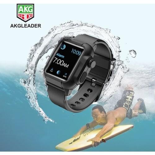 For Apple Watch Series 4 3 2 44mm Sport Strap Waterproof Case Heavy Impact Resistant Protective Case Soft Silicone Bracelet 42mm