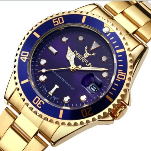 Deerfun Men watch quartz luxury business diamond famous brand sport stainless waterproof masculine classic calendar wristwatch