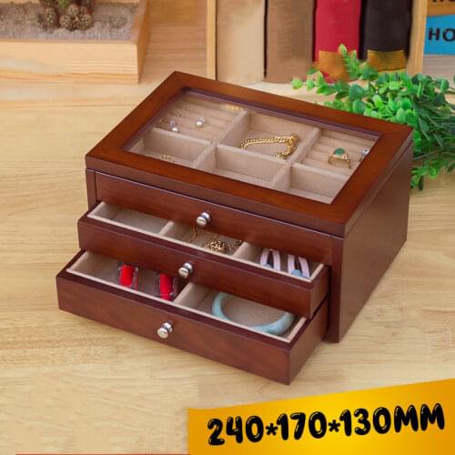 New Wood Watch And Jewelry Storage Boxes Womens Jewelry Display Box Case Home Use Decoration Gift Case