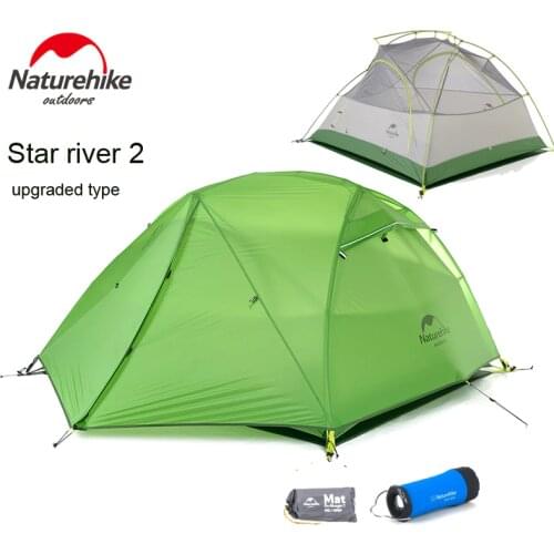 DHL freeshipping New 2 Person Camping Tent Waterproof 20D Silicone Fabric Double-layer Tent 4 seasons Tent NH17T012-T