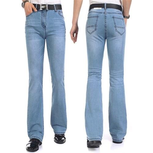 Jeans men 2020 Spring and Autumn New Modis jeans Mid-waist Stretch Flare pants Mens Micro-trousers Slim Blue jeans Size 26-40