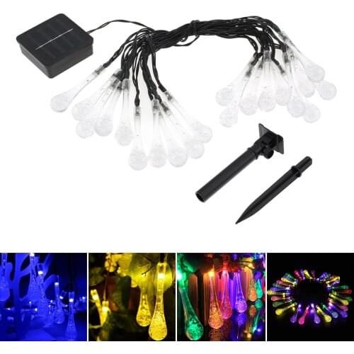 4 Color Solar Light String Twinkling Glass Water Drop 15ft 20 LEDs Garden Decoration Window Porch Fairy Lamp for Wedding Party