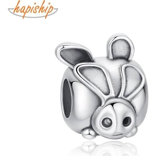 Hapiship 2021 New Original Daisy Fashion Cute Animal Rabbit Charm Beads Fit Charm Bracelet Female DIY Jewelry Making CZ116