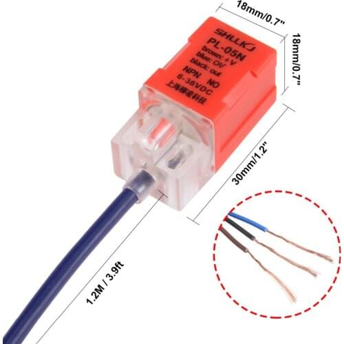 Uxcell 5mm Switches Inductive Proximity Sensor Switch Detector NPN NO DC 6-36V 200mA 3-Wire Switch Accessories Supplies PL-05N