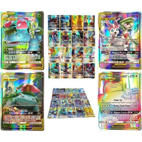 120 PCS TOMY Card Featuring 30 tag team, 50 mega,19 trainer,1 energy, 20 ultra beast GX
