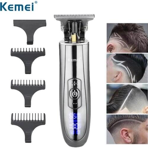 Kemei Electric Hair Trimmer 10w Powerful LCD Clipper 0mm Baldheaded Hair Clippers Barbershop Rechargable Adjustable Speed